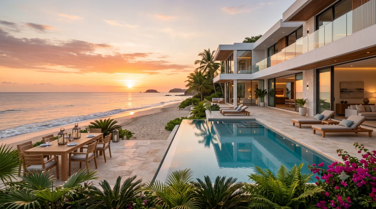 Cinematic villa interior